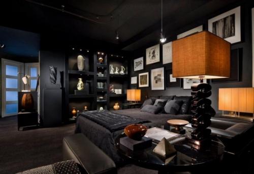 Черно белая спальня с цветными элементами. Черная спальня – советы по оформлению и отделочным материалам. 125 фото популярных комбинаций