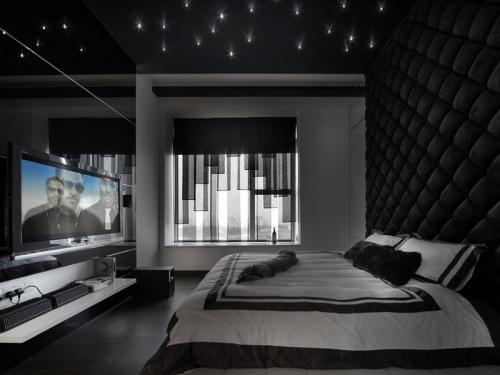 Черно белая спальня с цветными элементами. Черная спальня – советы по оформлению и отделочным материалам. 125 фото популярных комбинаций