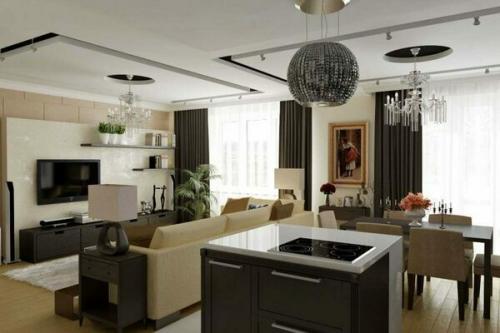 Гостиная совмещенная с кухней в частном доме. На что обратить внимание перед началом работ