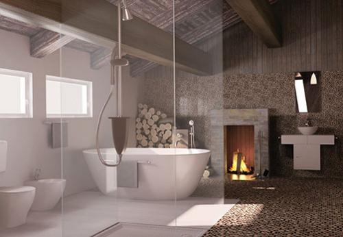 Дизайн ванной комнаты в загородном доме. Сантехника и мебель