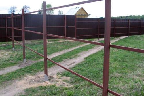 Забор из профнастила своими руками размеры. Монтаж забора с металлическими столбиками