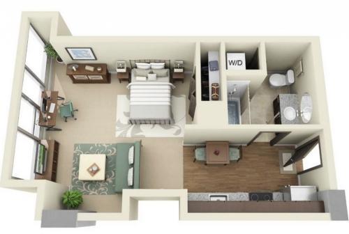 Однокомнатная квартира ремонт дизайн. Дизайн проект однокомнатной квартиры-студии 03