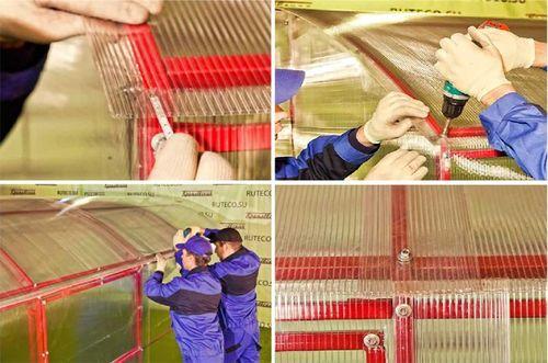 Как стыковать поликарбонат на теплице?