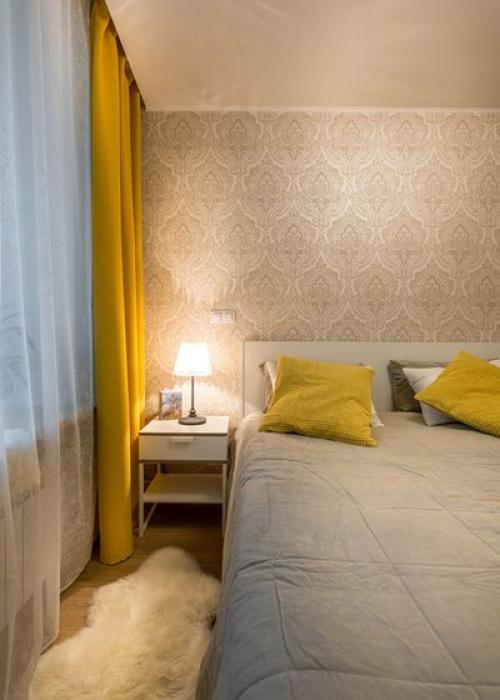 Мини гардеробная в спальне. Дизайн спальни с гардеробной из гипсокартона 03