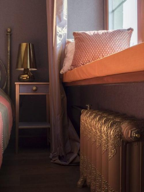 Мини гардеробная в спальне. Дизайн спальни с гардеробной из гипсокартона 06