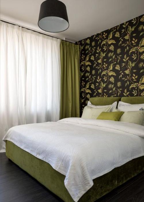 Мини гардеробная в спальне. Дизайн спальни с гардеробной из гипсокартона 05