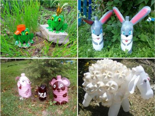 Поделки для сада из пластиковых бутылок. Как сделать цветы? 07