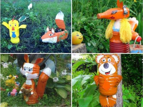 Поделки для сада из пластиковых бутылок. Как сделать цветы? 05