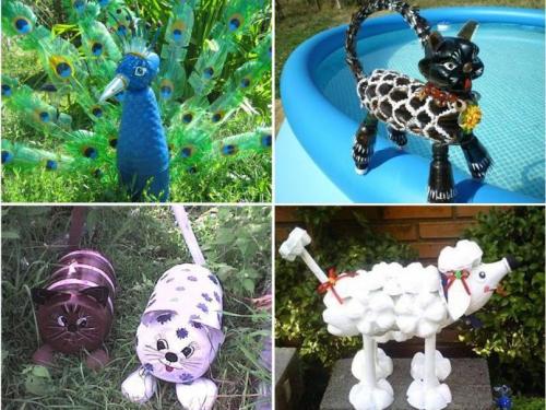 Поделки для сада из пластиковых бутылок. Как сделать цветы? 06