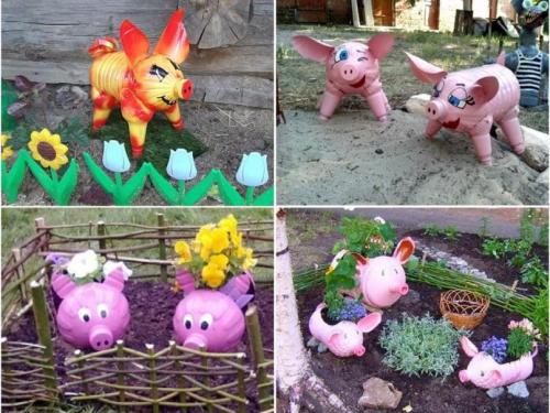 Поделки для сада из пластиковых бутылок. Как сделать цветы? 04