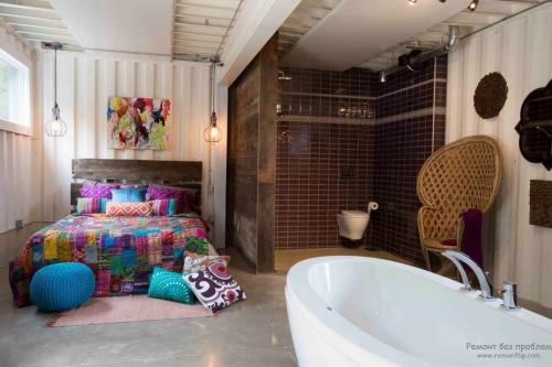 Спальня с ванной комнатой. Отделка и оборудование ванной (душа) в спальне