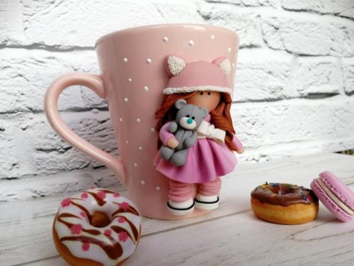 Чашки для декора полимерной глиной.Какую посуду.. Кружки с декором из полимерной глины