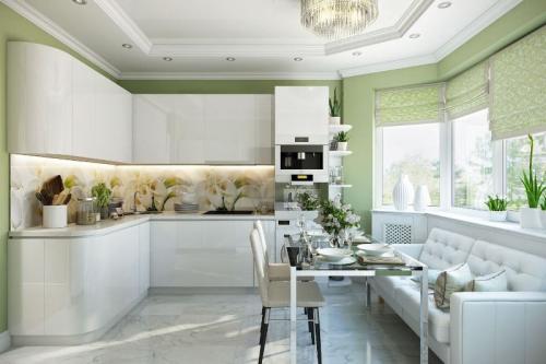 Бело-зеленая кухня. Кухня бело-зеленая в современном стиле