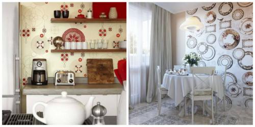 Дизайн кухни с зелеными обоями. Обои для зеленой кухни в интерьере— фото 01