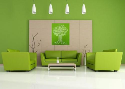 Обои под зеленую плитку. Минимализм