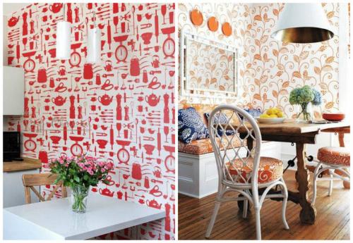 Дизайн кухни с зелеными обоями. Обои для зеленой кухни в интерьере— фото 03