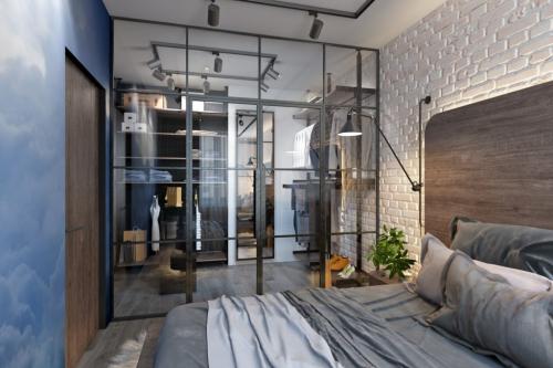 Размещение гардеробной в спальне. Стили