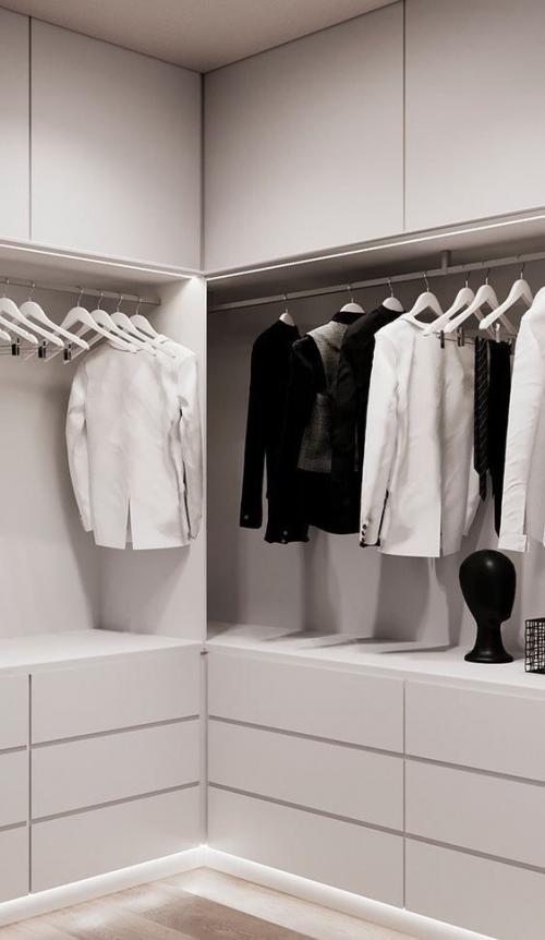Как спланировать пространство гардеробной для максимального удобства. Зоны в гардеробнои  и их параметры