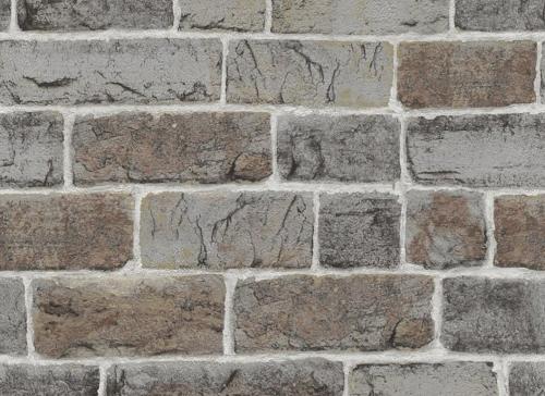 Серые обои под кирпич в интерьере. Виды обоев под кирпич