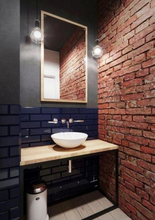 Кирпичная стена в ванной своими руками. Стильная кирпичная кладка в ванной комнате