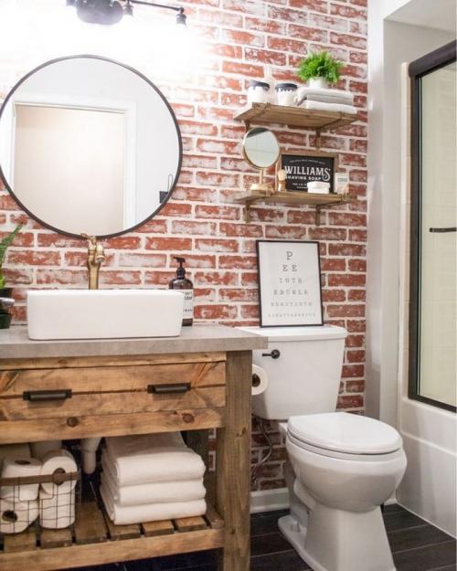 Кирпичная стена в ванной своими руками. Стильная кирпичная кладка в ванной комнате