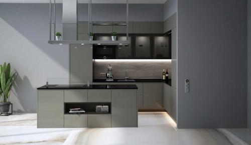 Фартук для серой кухни 10