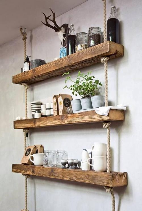 Оригинальные настенные полки — 50 фото идей