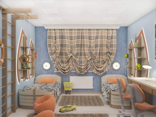Короткие шторы в детскую для мальчика. Короткие