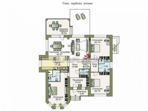 Проекты двух одноэтажных домов с цокольным этажом. 04