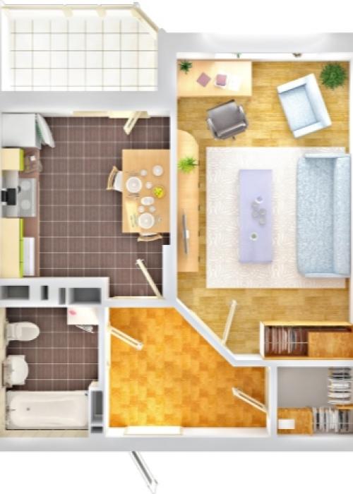 Современный интерьер однокомнатной квартиры. Хитрости для расширения пространства 01 Современный интерьер однокомнатной квартиры. Хитрости для расширения пространства 01