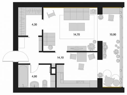 Современный дизайн однокомнатной квартиры. Планировки однокомнатной квартиры 06 Современный дизайн однокомнатной квартиры. Планировки однокомнатной квартиры 06