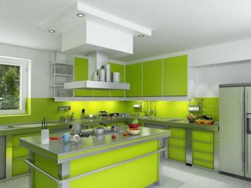 Фартук зеленого цвета в белой кухне. Зелено белая кухня в разных стилях