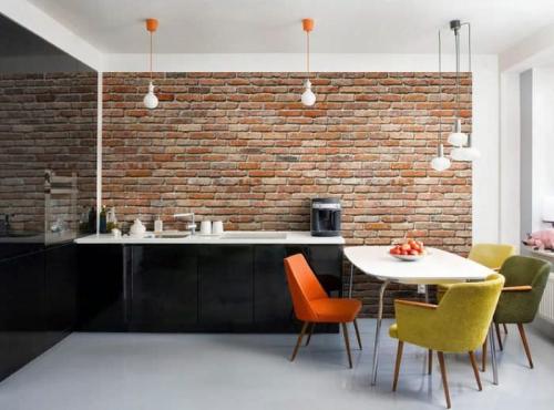 Интерьер кухни гостинной с кирпичной стеной. Как использовать кирпич в интерьере кухни