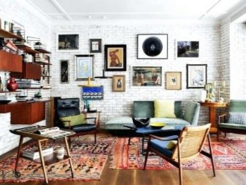 Кирпичная стена на кухне белая. В разных помещениях