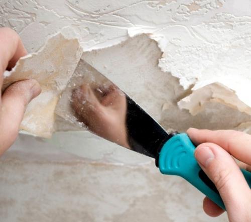 Штукатурка потолка под покраску. Удаляем старую отделку