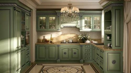 Различные оригинальные варианты дизайна зеленой кухни. О плюсах и минусах зелёной кухни 04