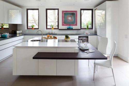 Кухня с островом и обеденным столом. Функциональность кухонного острова с обеденным столом, типовые размеры