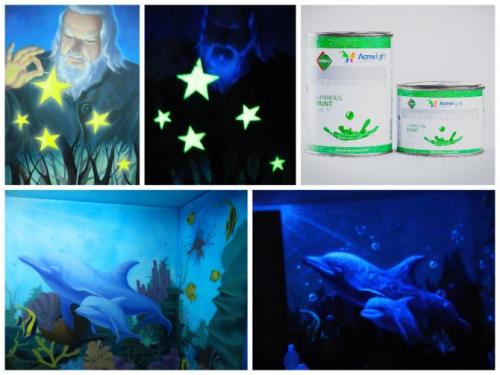 Роспись стен флуоресцентными красками. Применение, особенности