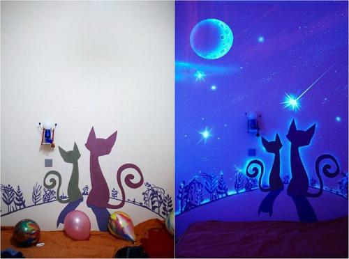 Люминесцентные рисунки на стенах. Великолепные картинки, светящиеся в ультрафиолете