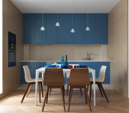 Сине-зеленый… очень необычный цвет для кухни. 109 модных интерьеров кухни в синих тонах