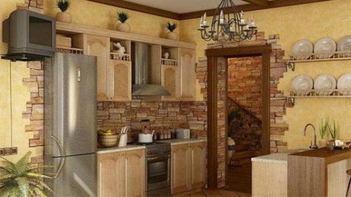 Чем отделать стены на кухне в частном доме. №5. Натуральный и декоративный камень