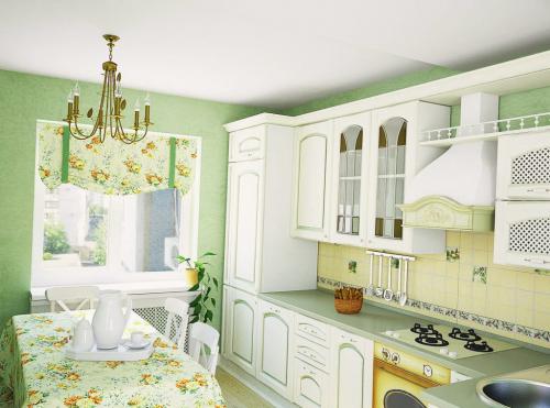 Дизайн кухни в бело зеленых тонах. Какой стиль подойдет для бело-зеленого дизайна кухни?