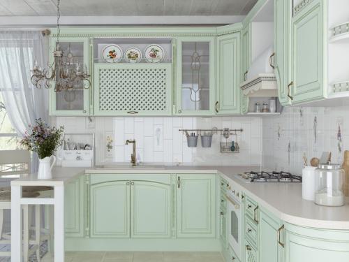Дизайн кухни в бело зеленых тонах. Какой стиль подойдет для бело-зеленого дизайна кухни?