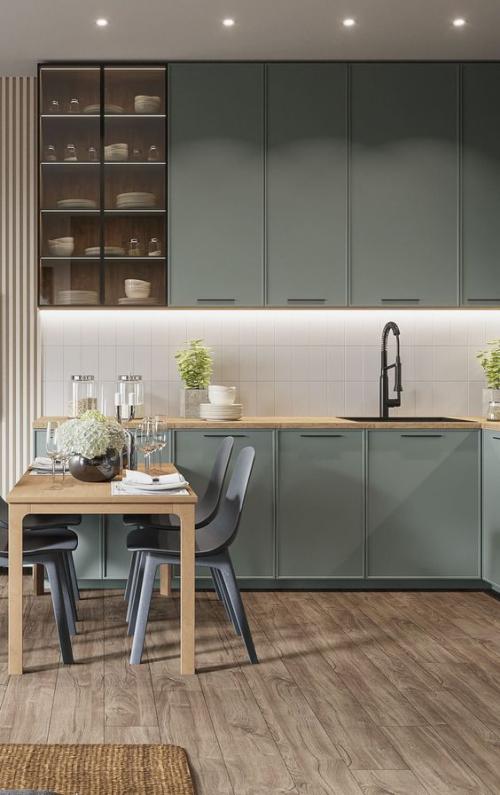 Новинки дизайна кухни в зелёном: тенденции и инновации 16 Новинки дизайна кухни в зелёном: тенденции и инновации 16